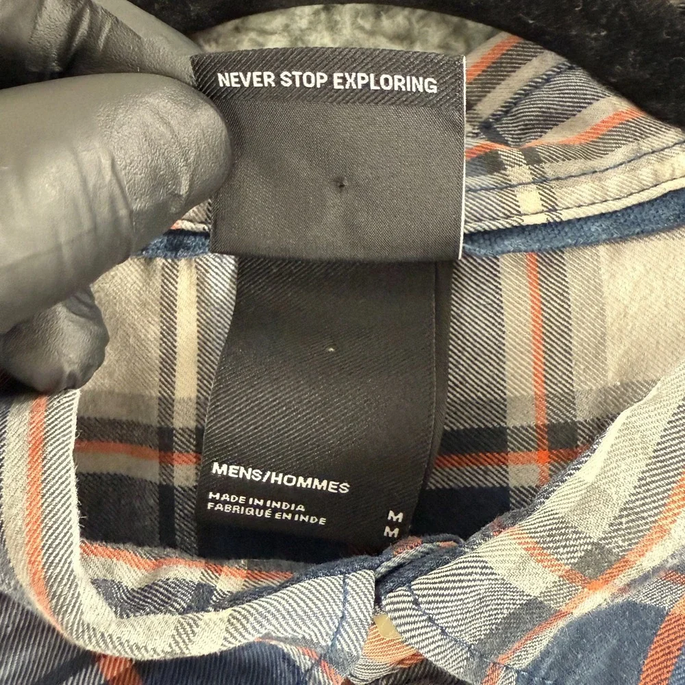 The North‎ Face Button-Up Shirt Mens Medium Blue Plaid Long Sleeve Cotton Casual
